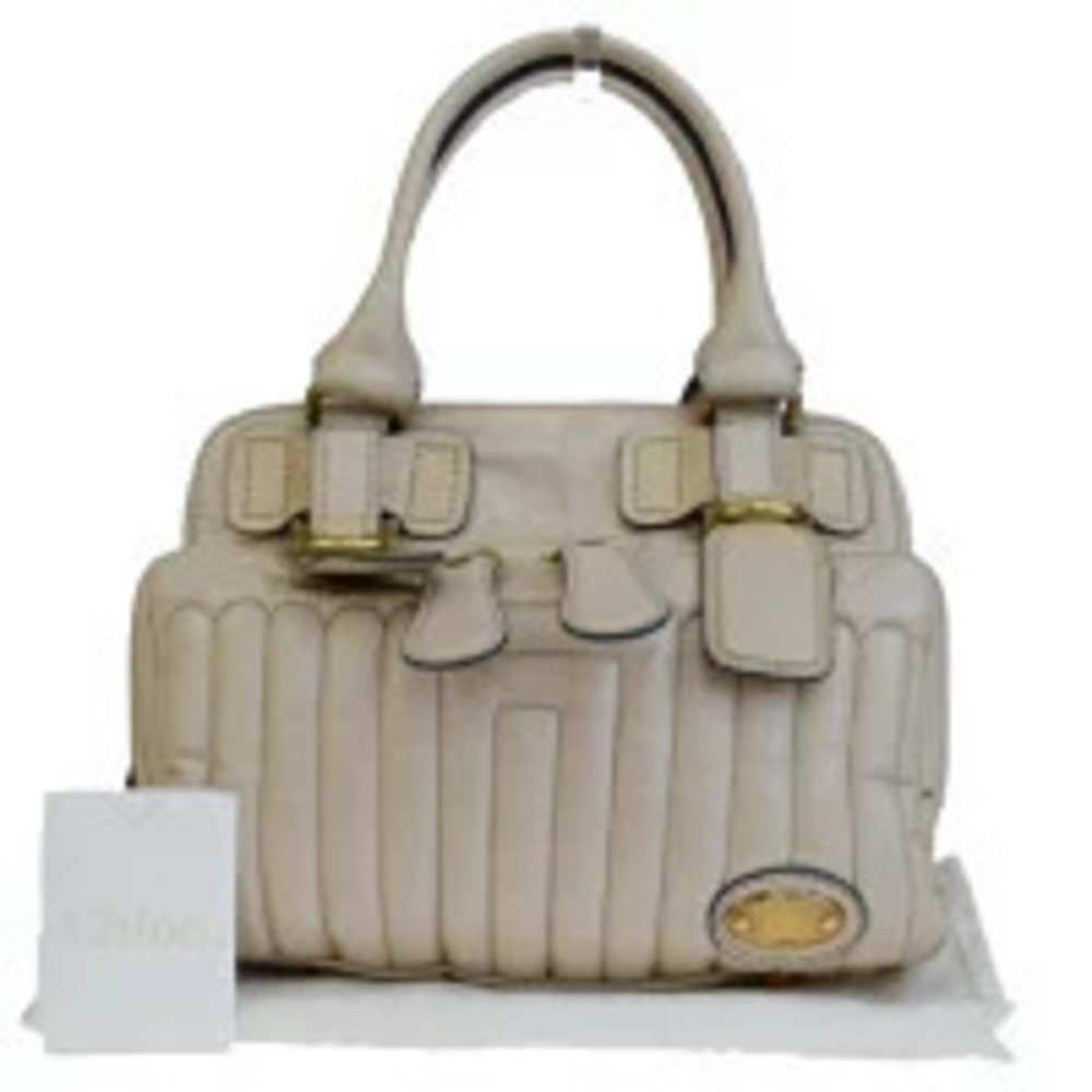 Chloe Bay quilted leather bag beige white